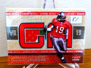 lot 81 image: 2002 Fleer Genuine Article INSIDER Jersey Keyshawn Johnson GA-KJ #d 500 $$