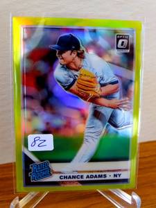 lot 82 image: 2019 Panini Donruss Optic Rated Rookies Lime Green Prizm Chance Adams Rookie RC
