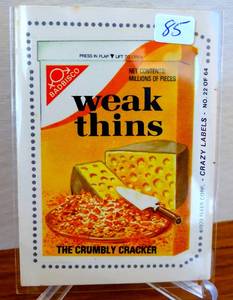 lot 85 image: VINTAGE 1979 1979 Fleer Crazy Labels Weak Thins & Elastic Pickles
