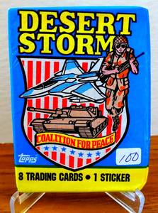lot 100 image: 1991 Topps Desert Storm Coalition for Peace Trading Cards Sealed Wax Pack
