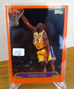 lot 116 image: 1999-00 Topps #23 Shaquille ONeal LA Lakers Orange Border