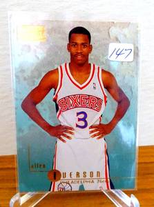 lot 147 image: 1996-97 Skybox Premium Allen Iverson NBA Rookie Card RC #85 Philadelphia 76ers $