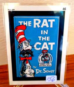 lot 156 image: 1991 Wacky Packages Card, The Rat in the Cat, Dr. Seuss Parody, Cat in the Hat
