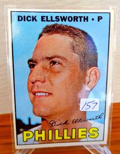 lot 157 image: Dick Ellsworth Phillies 1967 Topps Baseball Card #359 $$