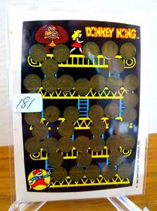 lot 181 image: 1983 Donkey Kong Scratch Off Game Stickers Yellow $