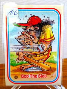 lot 186 image: VINTAGE Awesome All-Starts Bob the Slob #73 Puzzle Back Leaf 1988  Fossil Forward Finds