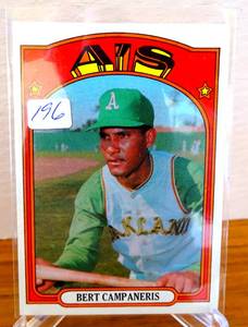 lot 196 image: 1972 Topps Bert Campaneris #75 Oakland Athletics NrMMT $$