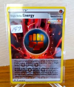 lot 197 image: Single Strike Energy 141163 Reverse Holo Pokemon SWSH05