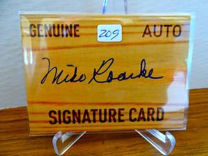 lot 209 image: CUSTON HAND SIGNED MIKE ROURKE DETROIT TIGERS MLB STAT CARD
