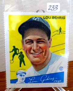 lot 233 image: 1985 Renata Galasso 1934 Goudey Big League Chewing Gum Reprints Lou Gehrig JP #2