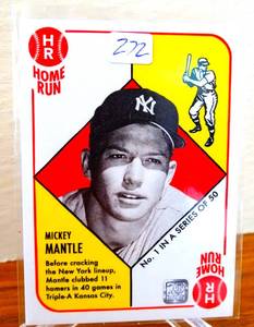 lot 272 image: MICKEY MANTLE 2021 Topps 70 Home Run Baseball Card #1 of 50 $$