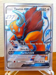 lot 277 image: Tauros GX 144149 Sun & Moon Base Set Full Art Ultra Holo Rare Pokemon Card LP