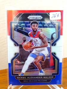 lot 284 image: 2021-22 Panini Prizm #15 Nickeil Alexander-Walker Red White and Blue