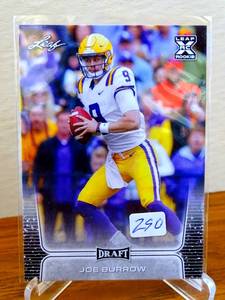 lot 290 image: 2020 Leaf Draft Joe Burrow Gold XRC Rookie Card RC Bengals
