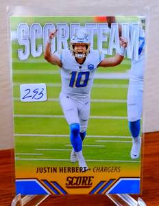 lot 293 image: Justin Herbert - 2021 Panini Score Score Team Red Parallel Chargers #ST19
