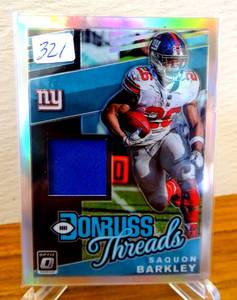 lot 321 image: 2019 Panini Donruss Optic Donruss Threads Saquon Barkley #DT10 - Silver Holo $$