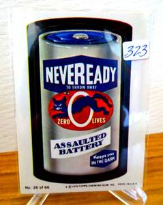 lot 323 image: ORIGINAL 1973 Topps Wacky Packages 3rd Series NeveReady Batteries $$