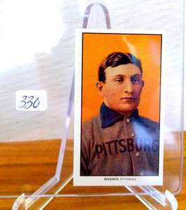 lot 330 image: Honus Wagner T-206 95 Reprint Rookie Card Pittsburgh Pirates 1909 Tobacco Card $$ (HOLY GRAIL CARD)