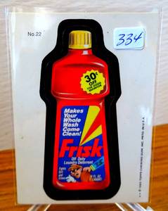 lot 334 image: 1986 Wacky Packages Frisk #39 Topps Album Sticker Wisk Vintage Collection
