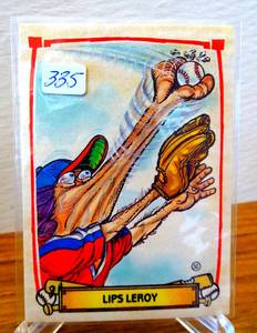 lot 335 image: Lips Leroy 1988 Baseballs Greatest Grossouts Non-Sport Sticker Card #50