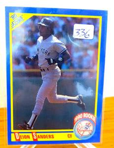 lot 336 image: DEION SANDERS 1990 Score RC Rookie #586 Yankees Braves
