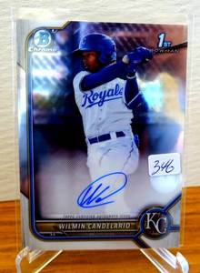 lot 346 image: 2022 Bowman Wilmin Candelario CPA-WC 1st Chrome Auto  Kansas City Royals