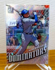 lot 349 image: 2019 Donruss Baseball Dominators Manny Machado #D4 Photo variation LA Dodgers