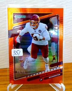 lot 351 image: RARE LIMITED TO ONLY 91 - 2021 Donruss Football ORANGE #5 Ryan Kerrigan Washington $$