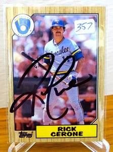 lot 357 image: RICK CERONE 1987 Topps # 129 Autographed Signed Baseball Card BREWERS $$