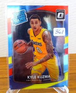 lot 361 image: 2017-18 Panini Donruss Optic KYLE KUZMA Red Yellow Optic Rated Rookie #174