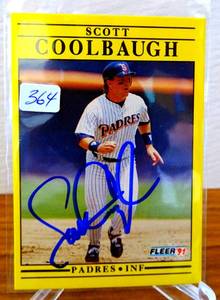 lot 364 image: Scott Coolbaugh Signed 1991 Fleer Update #U-122 Card San Diego Padres Auto $$