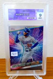 lot 369 image: $$$ GRADE 9 MINT - 2024 Topps Series 1 - Stars of MLB #SMLB-9 Mookie Betts $$$