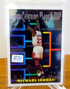 lot 371 image: MICHAEL JORDAN 1993-94 Topps Gold Reigning Playoff MVP CHICAGO BULLS