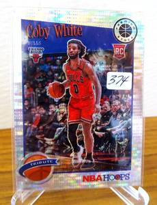 lot 374 image: 2019-20 Hoops Premium Stock Coby White RC PULSAR PRIZM card #295 $$