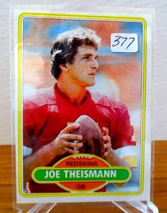 lot 377 image: 1980 Topps JOE THEISMANN #475 Washington Redskins HOF $$