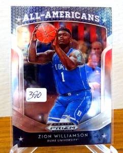 lot 390 image: 2019-20 Prizm Draft Picks Zion Williamson All American RC Card #100 Pelicans