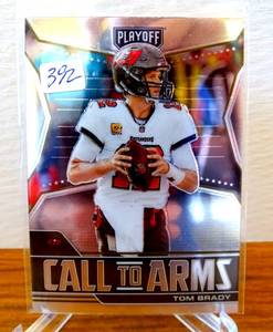 lot 392 image: 2021 Tom Brady Playoff Football Call To Arms Insert #CA-TBR Tampa Bay Bucs