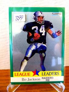 lot 399 image: Bo Jackson 1991 Fleer League Leaders #416 Los Angeles Raiders