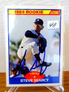 lot 411 image: Steve Searcy Detroit Tigers Signed Auto 1989 Score Card #627