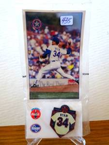 lot 435 image: 1996 NOLAN RYAN # 34 Coca Cola & Kroger Sponsored ENAMEL Retirement LAPEL PIN $$