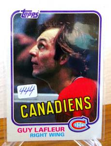 lot 444 image: 1981-82 Topps 19 Guy Lefleur Montreal Canadians NHL hockey card Hall of Fame
