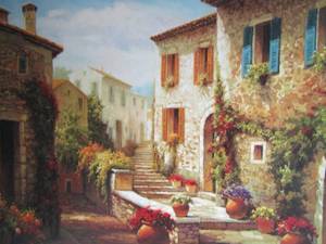 lot 1 image: FLORAL VILLAGE Art (Framed) by STEVEN HARVEY  47 X 59  $$$$
