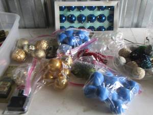 lot 68 image: Christmas ornaments, Christmas lights