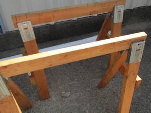 lot 217 image: wooden saw horses qty 2