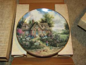 lot 218 image: Norman Rockwell plate marriage #4899-- stop and smell the roses, KNOWLES PLATES  plus all have certificates - qty 5