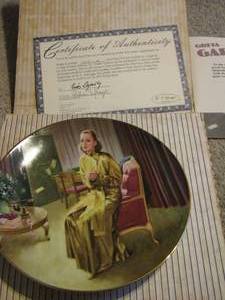 lot 223 image: W.S. GEORGE  - HOLLYWOOD GLAMOUR GIRLS -plate # 1242A Carol Lombard The Gay Bride  - Jean  Harlow - Dinner at Eight plate # 4853A plus Greta Garbo  Grand Hotel   x 2  qty 4 plates