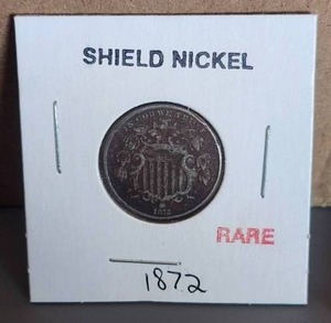 lot 63 image: 1872 Shield Nickel - rare