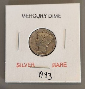lot 127 image: 1943 Mercury Silver Dime - rare