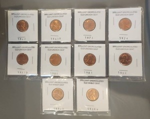 lot 140 image: Selection of Brilliant Uncirculated Old Lincoln Cents -