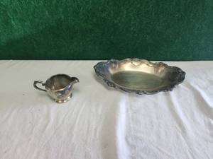 lot 122 image: Vintage silver-silverplated creamer and tray
